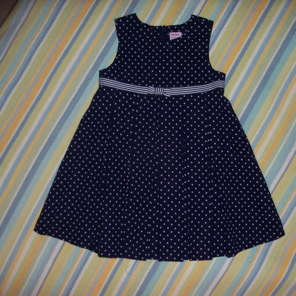 Gymboree Navy/White Polka dot Bow Dress 18-24M